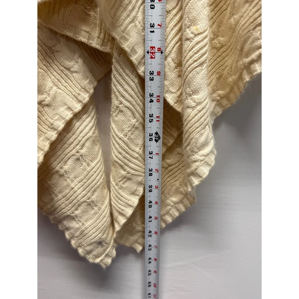 Sigrid Olsen Womens Cream Cable Knit Open Front Draped Asymmetrical Cardigan S
